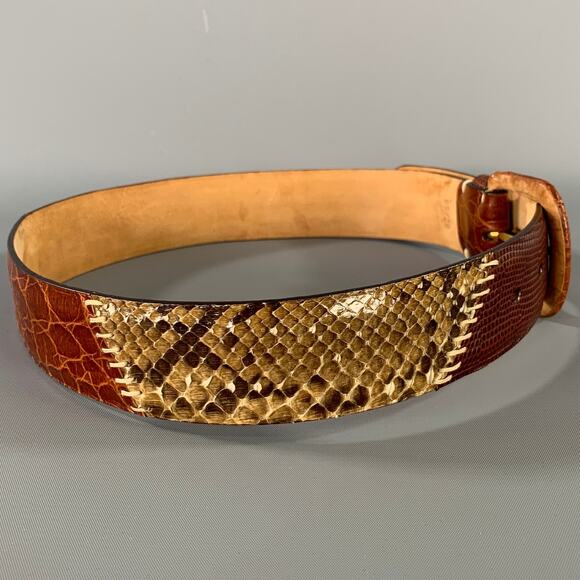 COLE HAAN Waist Size XS Brown Tan Snakeskin Leather Belt main image 5